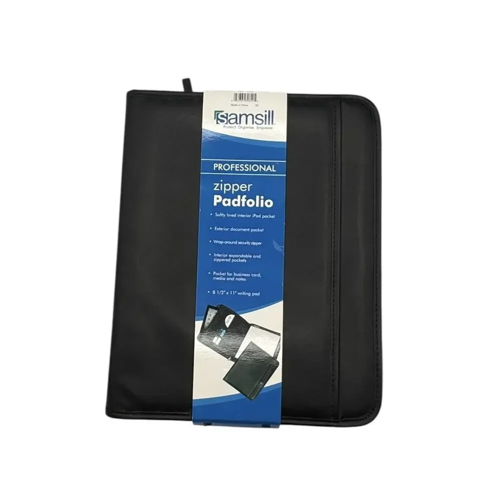 Samsill Zipper Padfolio Folder Organizer Pad Tablet Holder 13x10.5
